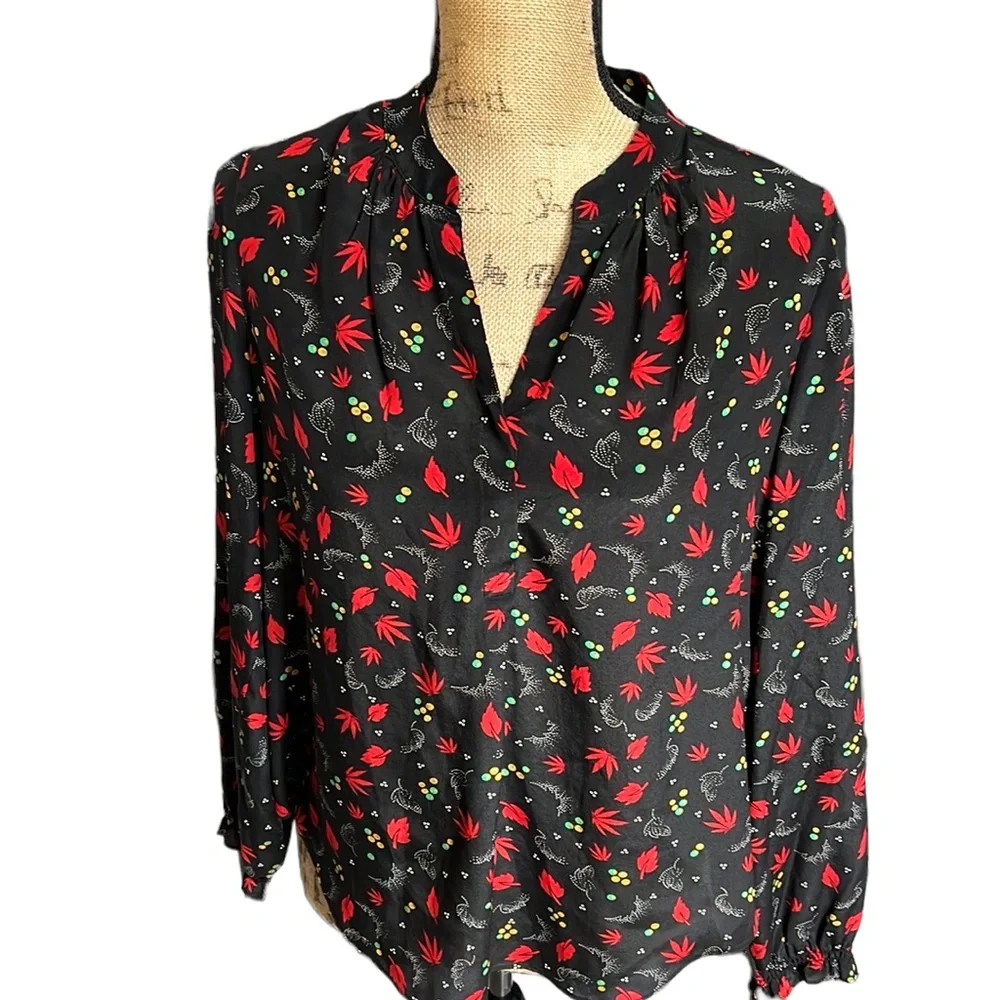 EUC Zadig & Voltaire Tender Print Long Sleeve Silk Blouse Size XS - Picture 2 of 14